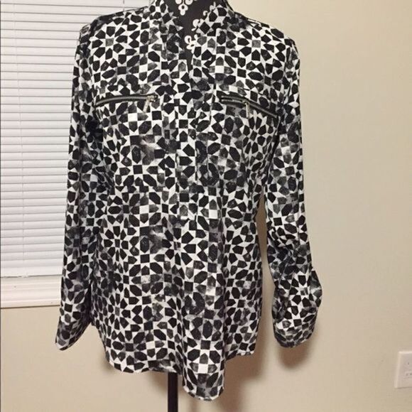 𝅺Michael Kors basics blouse, black&white, S - Picture 1 of 5